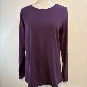 Coldwater Creek Purple Long Sleeve Blouse Cotton Spandex Women’s Sz Large 14-16